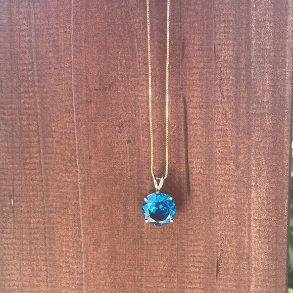 14k Gold & London Blue Topaz Necklace